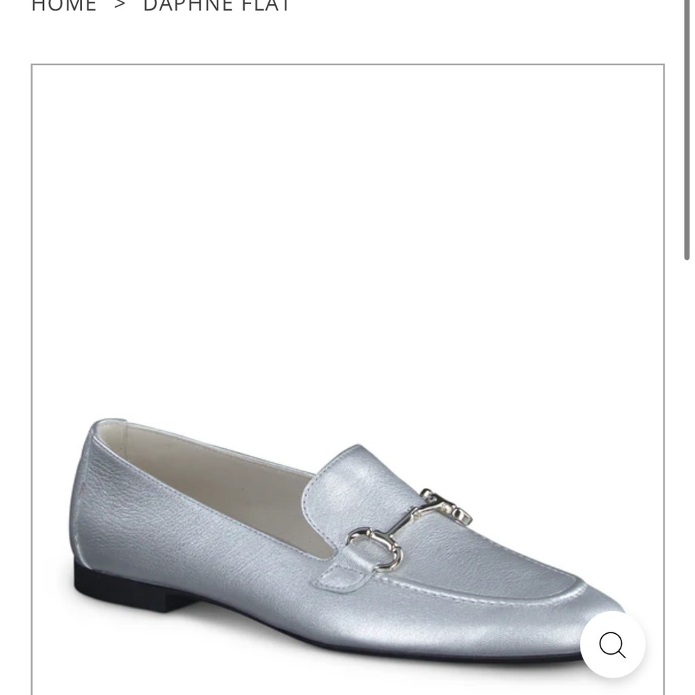 Paul Green Daphne Silver Soft Leather Buckle Horsebit Top Flat Loafer Size 8.5